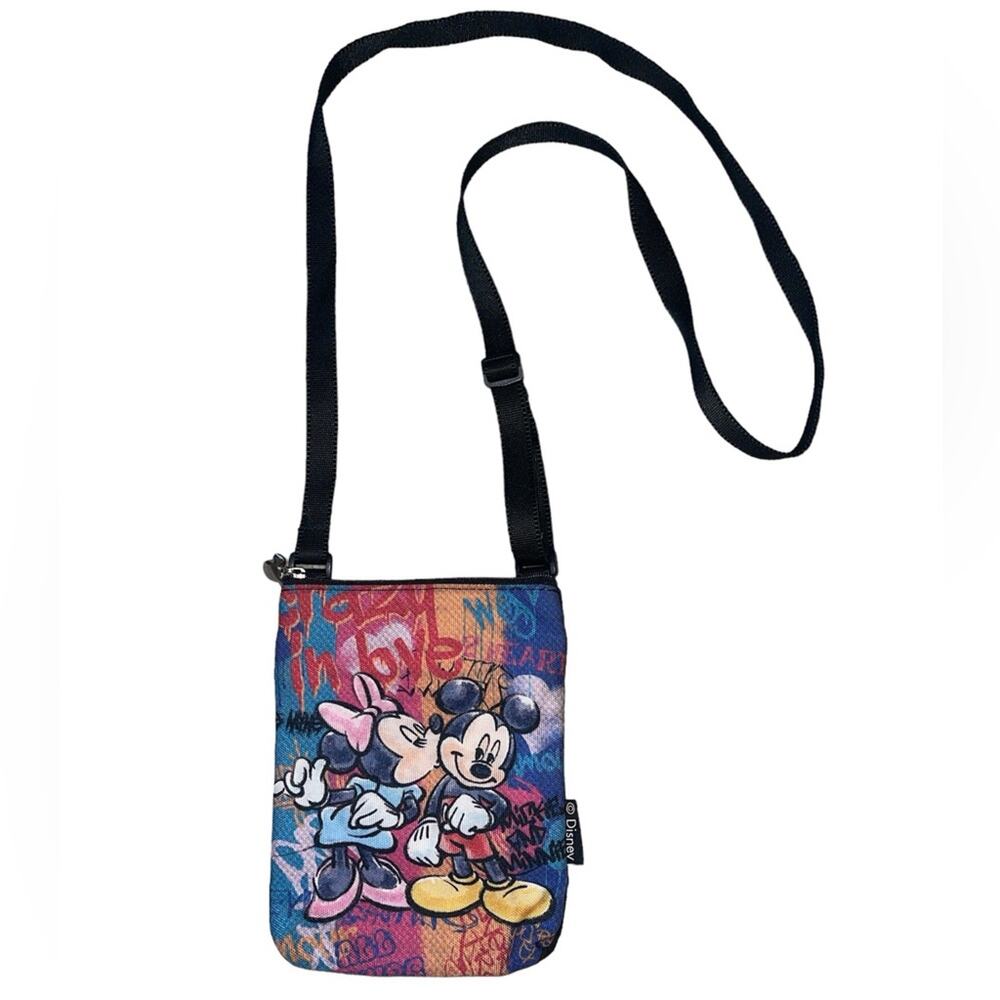 Disney Mickey & Minnie Crazy In Love Graffiti Crossbody Travel Bag